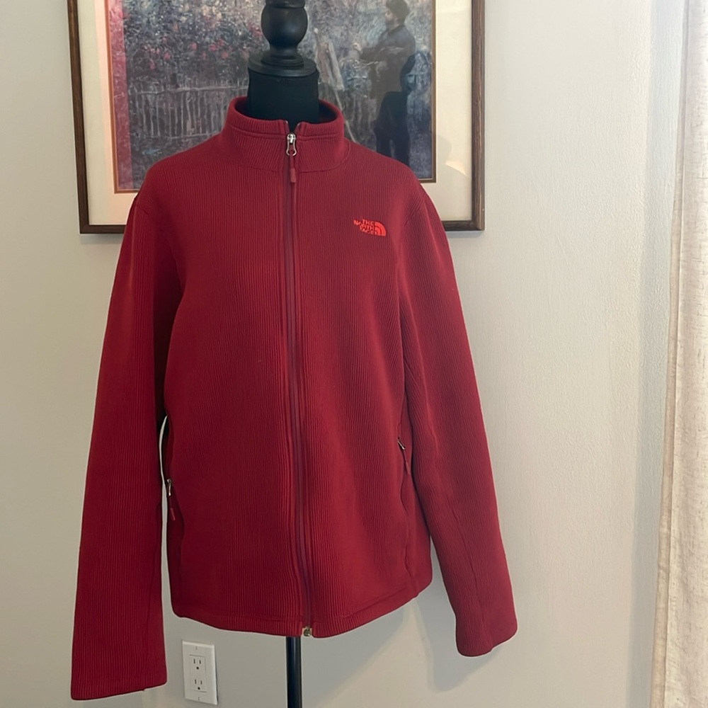 The North Face Men’s Full Zip Fleece Jacket Red Maroon Size Large